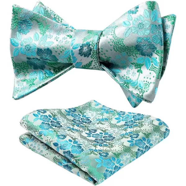 HISDERN Bow Ties for Men Floral Bowties Mens Self Tie Bow Tie Handkerchief Jacquard Woven Bowtie Pocket Square Set