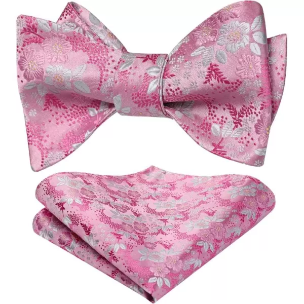 HISDERN Bow Ties for Men Floral Bowties Mens Self Tie Bow Tie Handkerchief Jacquard Woven Bowtie Pocket Square Set