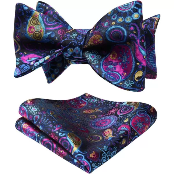 HISDERN Bow Ties for Men Floral Bowties Mens Self Tie Bow Tie Handkerchief Jacquard Woven Bowtie Pocket Square Set