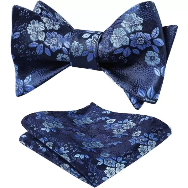 HISDERN Bow Ties for Men Floral Bowties Mens Self Tie Bow Tie Handkerchief Jacquard Woven Bowtie Pocket Square Set