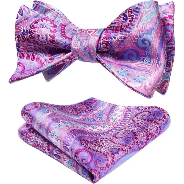 HISDERN Bow Ties for Men Floral Bowties Mens Self Tie Bow Tie Handkerchief Jacquard Woven Bowtie Pocket Square Set