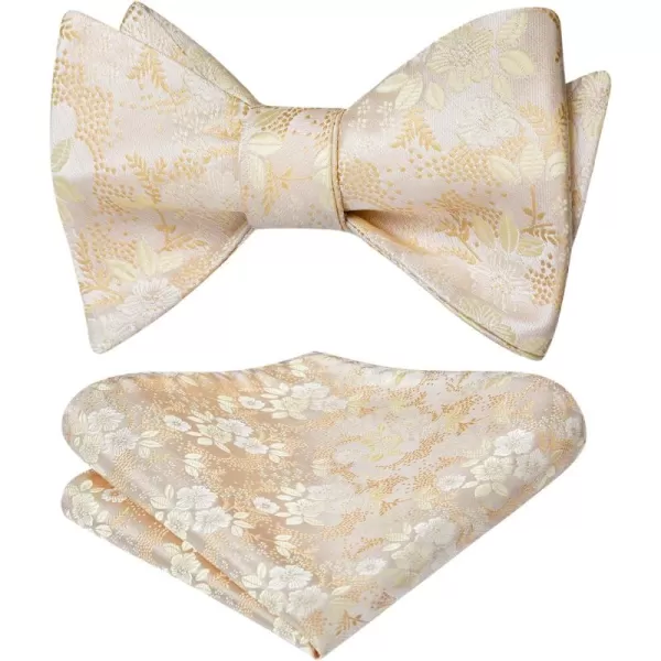 HISDERN Bow Ties for Men Floral Bowties Mens Self Tie Bow Tie Handkerchief Jacquard Woven Bowtie Pocket Square Set