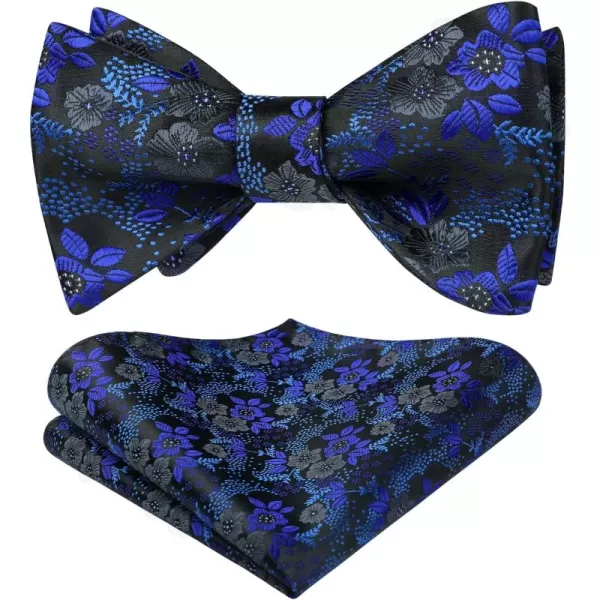 HISDERN Bow Ties for Men Floral Bowties Mens Self Tie Bow Tie Handkerchief Jacquard Woven Bowtie Pocket Square Set