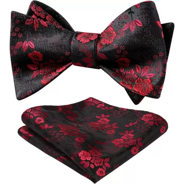 HISDERN Bow Ties for Men Floral Bowties Mens Self Tie Bow Tie Handkerchief Jacquard Woven Bowtie Pocket Square Set