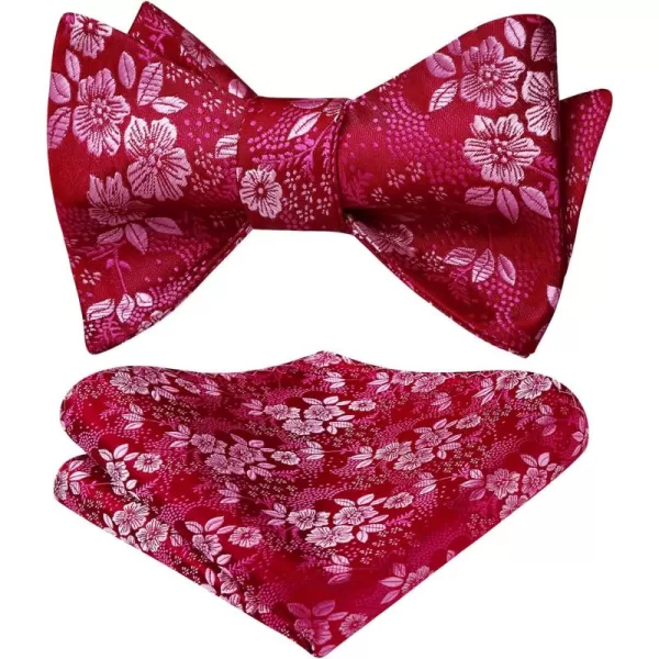 HISDERN Bow Ties for Men Floral Bowties Mens Self Tie Bow Tie Handkerchief Jacquard Woven Bowtie Pocket Square Set