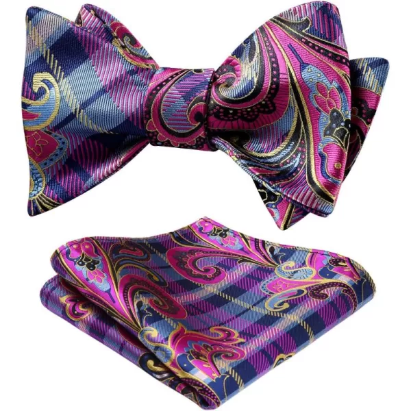 HISDERN Bow Ties for Men Floral Bowties Mens Self Tie Bow Tie Handkerchief Jacquard Woven Bowtie Pocket Square Set