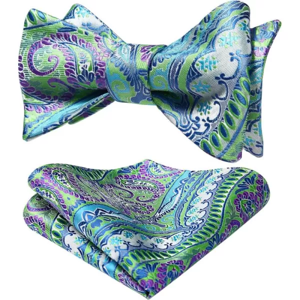 HISDERN Bow Ties for Men Floral Bowties Mens Self Tie Bow Tie Handkerchief Jacquard Woven Bowtie Pocket Square Set