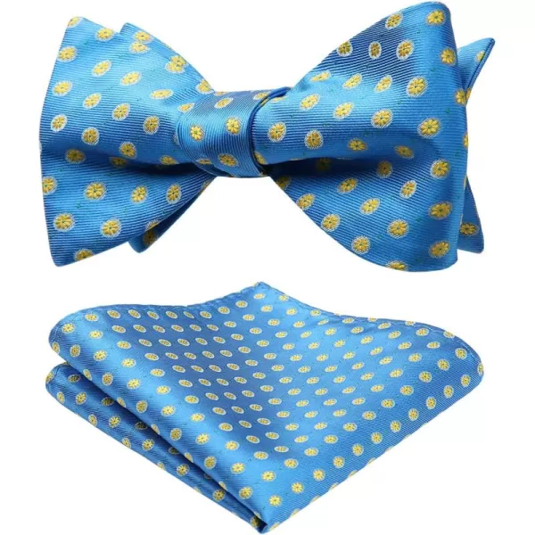 HISDERN Bow Ties for Men Floral Bowties Mens Self Tie Bow Tie Handkerchief Jacquard Woven Bowtie Pocket Square Set