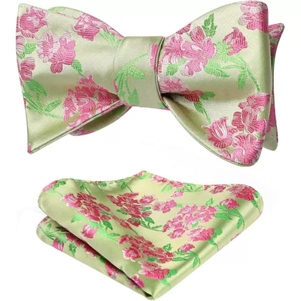 HISDERN Bow Ties for Men Floral Bowties Mens Self Tie Bow Tie Handkerchief Jacquard Woven Bowtie Pocket Square Set