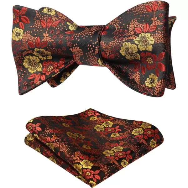 HISDERN Bow Ties for Men Floral Bowties Mens Self Tie Bow Tie Handkerchief Jacquard Woven Bowtie Pocket Square Set
