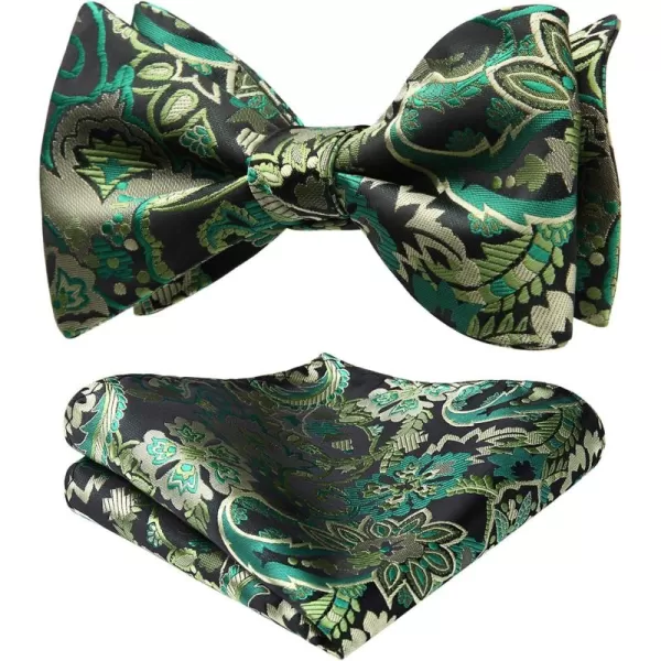 HISDERN Bow Ties for Men Floral Bowties Mens Self Tie Bow Tie Handkerchief Jacquard Woven Bowtie Pocket Square Set