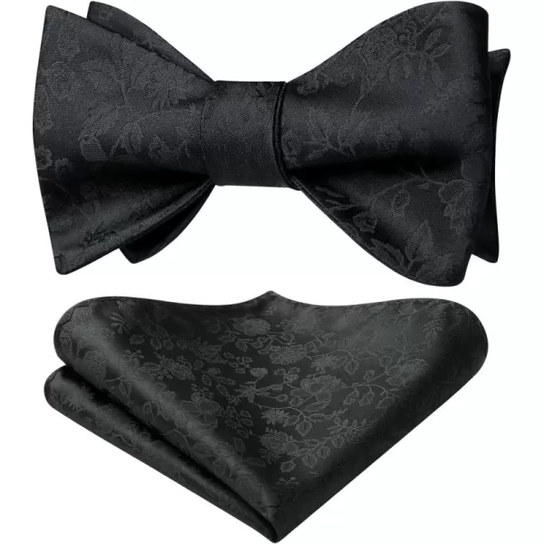 HISDERN Bow Ties for Men Floral Bowties Mens Self Tie Bow Tie Handkerchief Jacquard Woven Bowtie Pocket Square Set