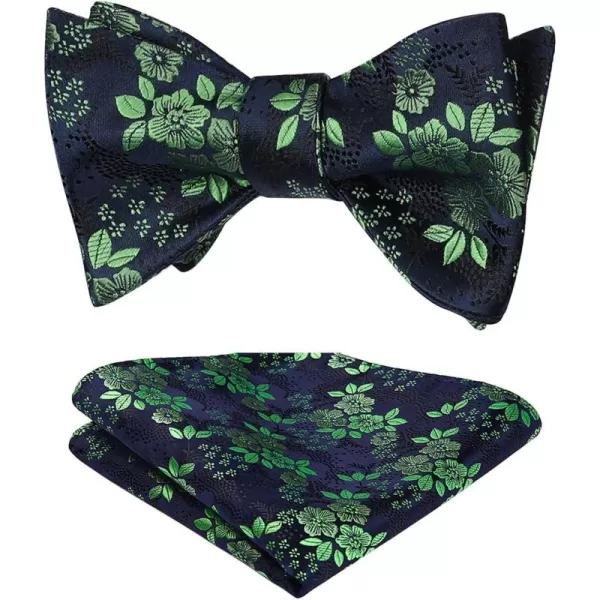 HISDERN Bow Ties for Men Floral Bowties Mens Self Tie Bow Tie Handkerchief Jacquard Woven Bowtie Pocket Square Set