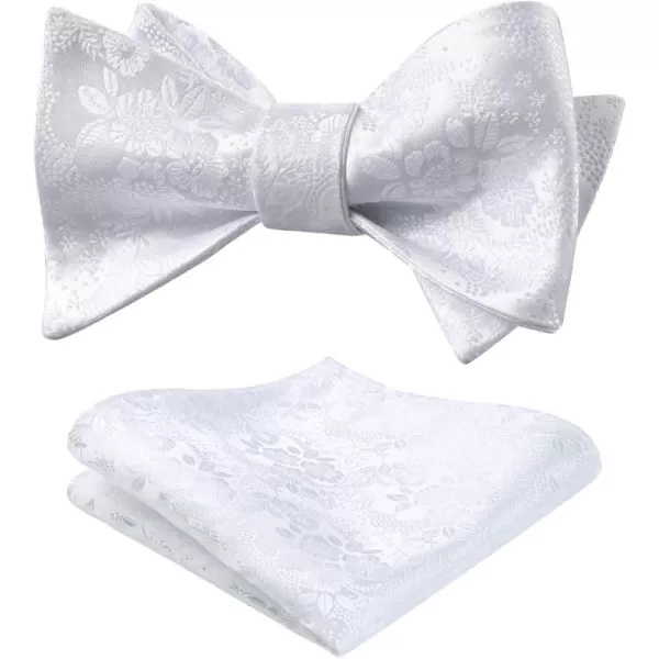 HISDERN Bow Ties for Men Floral Bowties Mens Self Tie Bow Tie Handkerchief Jacquard Woven Bowtie Pocket Square Set