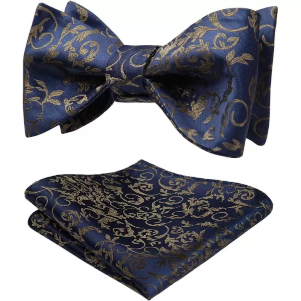 HISDERN Bow Ties for Men Floral Bowties Mens Self Tie Bow Tie Handkerchief Jacquard Woven Bowtie Pocket Square Set