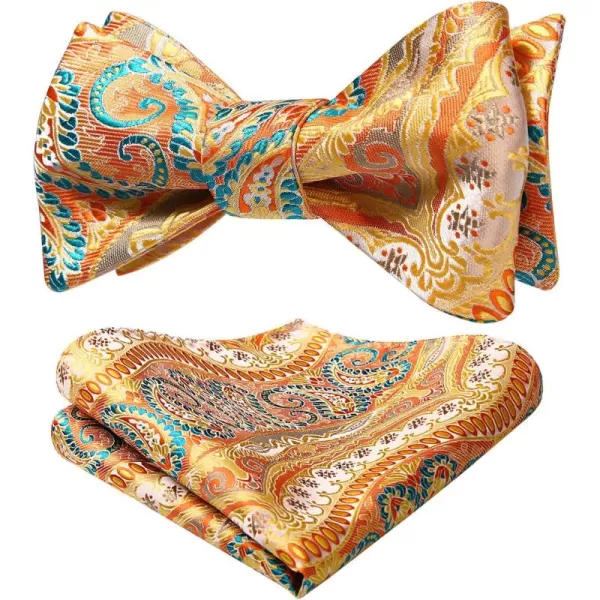 HISDERN Bow Ties for Men Paisley Bowties Mens Self Tie Bow Tie and Pocket Square Set Formal Tuxedo Wedding Bowtie