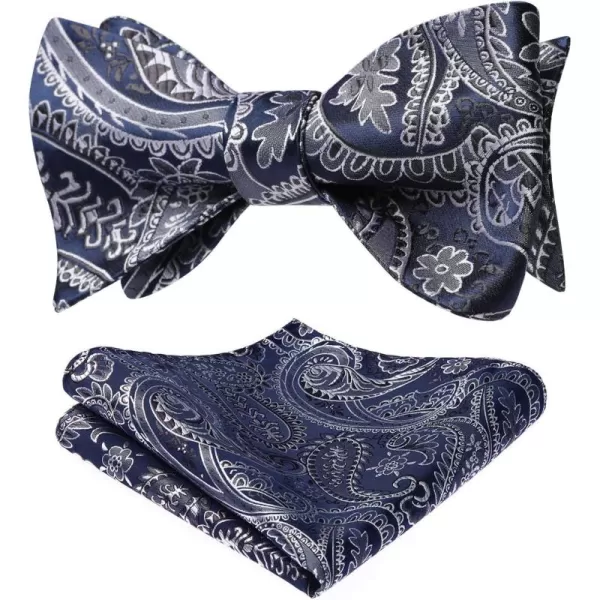 HISDERN Bow Ties for Men Paisley Bowties Mens Self Tie Bow Tie and Pocket Square Set Formal Tuxedo Wedding Bowtie