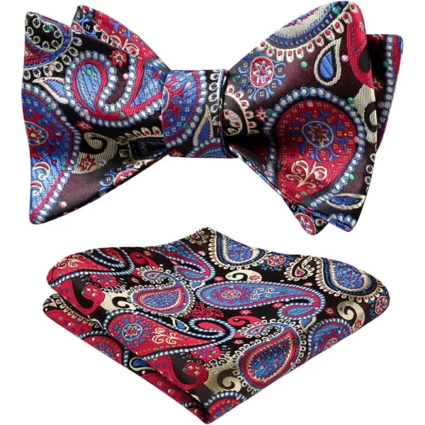HISDERN Bow Ties for Men Paisley Bowties Mens Self Tie Bow Tie and Pocket Square Set Formal Tuxedo Wedding Bowtie