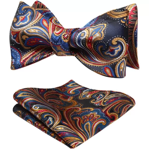 HISDERN Bow Ties for Men Paisley Bowties Mens Self Tie Bow Tie and Pocket Square Set Formal Tuxedo Wedding Bowtie