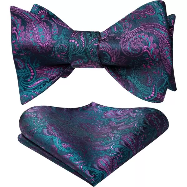 HISDERN Bow Ties for Men Paisley Bowties Mens Self Tie Bow Tie and Pocket Square Set Formal Tuxedo Wedding Bowtie