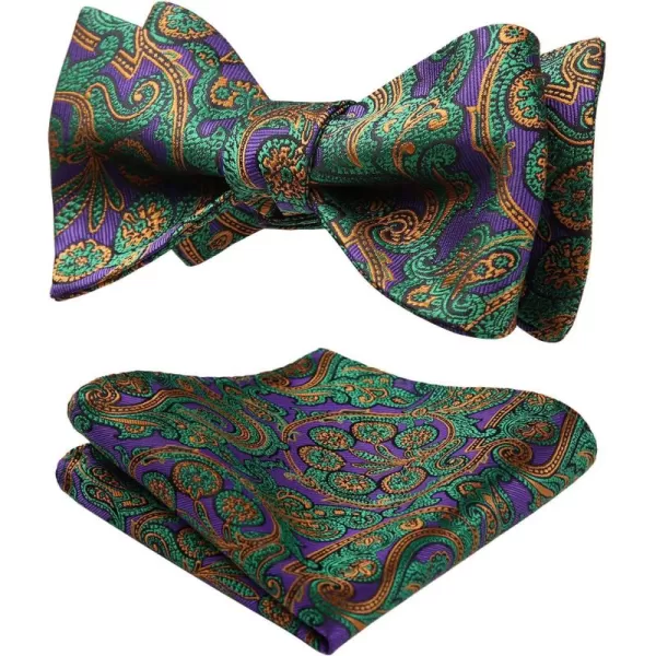 HISDERN Bow Ties for Men Paisley Bowties Mens Self Tie Bow Tie and Pocket Square Set Formal Tuxedo Wedding Bowtie