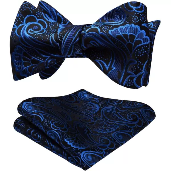 HISDERN Bow Ties for Men Paisley Bowties Mens Self Tie Bow Tie and Pocket Square Set Formal Tuxedo Wedding Bowtie