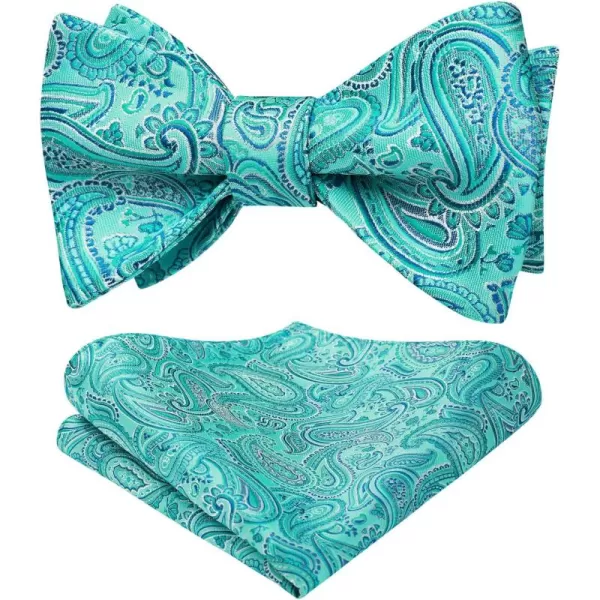 HISDERN Bow Ties for Men Paisley Bowties Mens Self Tie Bow Tie and Pocket Square Set Formal Tuxedo Wedding Bowtie