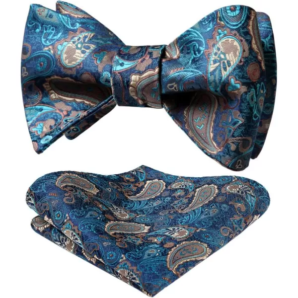 HISDERN Bow Ties for Men Paisley Bowties Mens Self Tie Bow Tie and Pocket Square Set Formal Tuxedo Wedding Bowtie