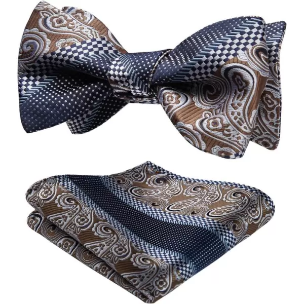 HISDERN Bow Ties for Men Paisley Bowties Mens Self Tie Bow Tie and Pocket Square Set Formal Tuxedo Wedding Bowtie