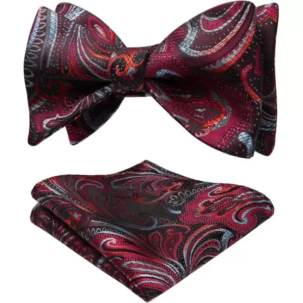HISDERN Bow Ties for Men Paisley Bowties Mens Self Tie Bow Tie and Pocket Square Set Formal Tuxedo Wedding Bowtie