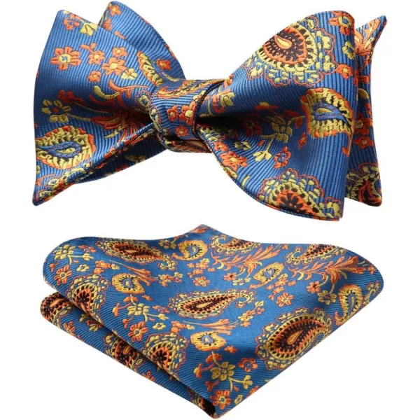 HISDERN Bow Ties for Men Paisley Bowties Mens Self Tie Bow Tie and Pocket Square Set Formal Tuxedo Wedding Bowtie