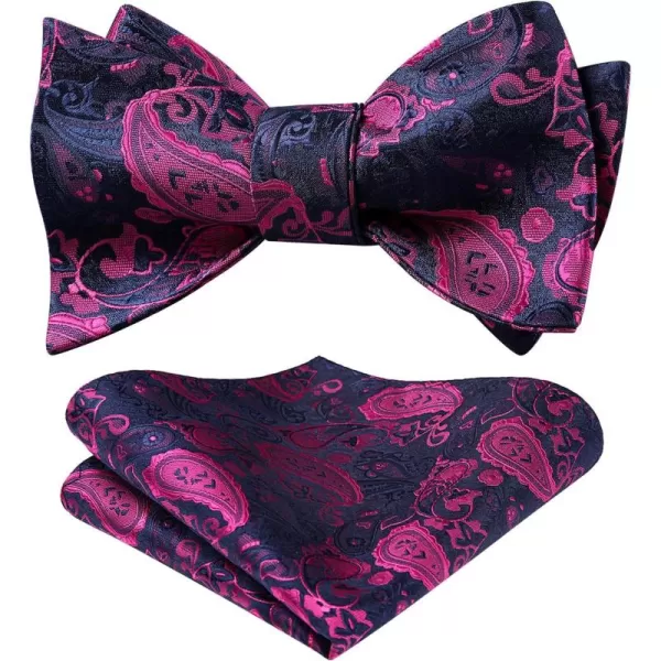 HISDERN Bow Ties for Men Paisley Bowties Mens Self Tie Bow Tie and Pocket Square Set Formal Tuxedo Wedding Bowtie