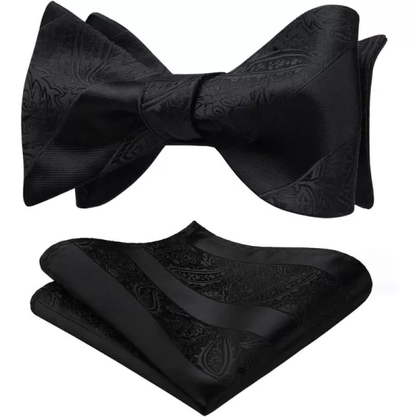 HISDERN Bow Ties for Men Paisley Bowties Mens Self Tie Bow Tie and Pocket Square Set Formal Tuxedo Wedding Bowtie