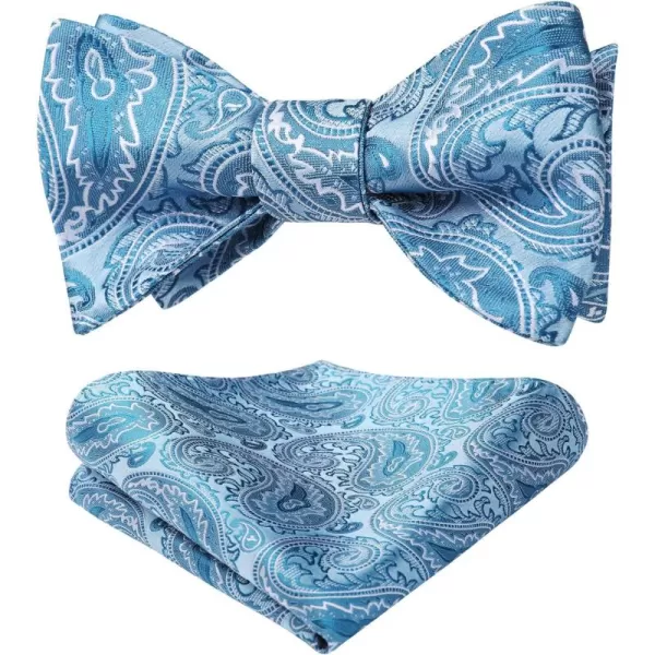 HISDERN Bow Ties for Men Paisley Bowties Mens Self Tie Bow Tie and Pocket Square Set Formal Tuxedo Wedding Bowtie