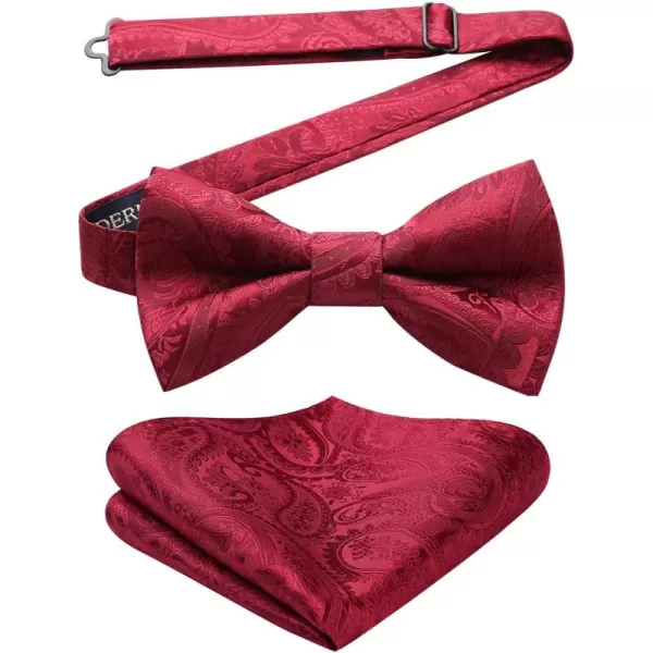 HISDERN Bow Ties for Men Paisley Floral Pre-tied Bowtie Pocket Square Set Men's Formal Bow Ties Wedding Party…