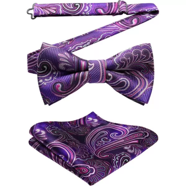 HISDERN Bow Ties for Men Paisley Floral Pre-tied Bowtie Pocket Square Set Men's Formal Bow Ties Wedding Party…