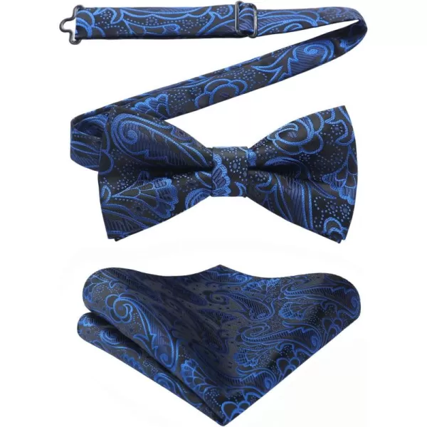 HISDERN Bow Ties for Men Paisley Floral Pre-tied Bowtie Pocket Square Set Men's Formal Bow Ties Wedding Party…