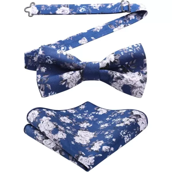 HISDERN Bow Ties for Men Paisley Floral Pre-tied Bowtie Pocket Square Set Men's Formal Bow Ties Wedding Party…