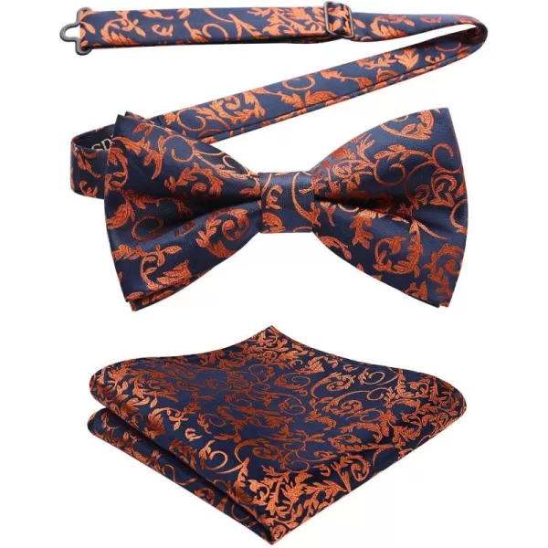HISDERN Bow Ties for Men Paisley Floral Pre-tied Bowtie Pocket Square Set Men's Formal Bow Ties Wedding Party…