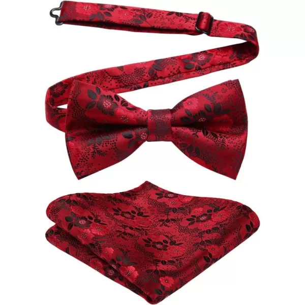 HISDERN Bow Ties for Men Paisley Floral Pre-tied Bowtie Pocket Square Set Men's Formal Bow Ties Wedding Party…
