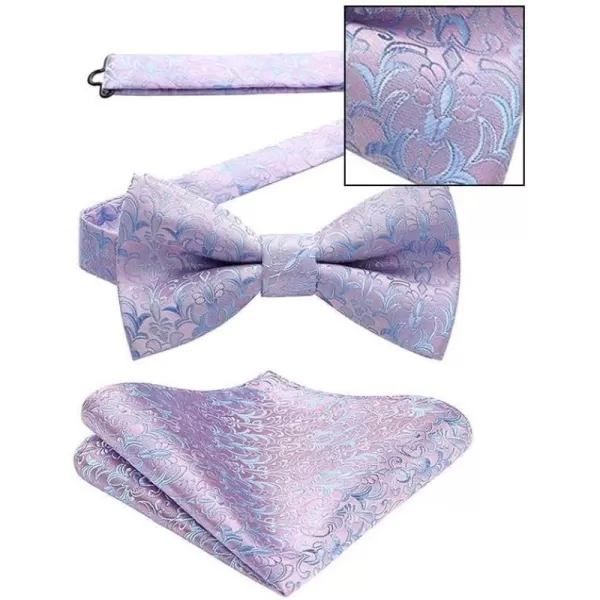 HISDERN Bow Ties for Men Paisley Floral Pre-tied Bowtie Pocket Square Set Men's Formal Bow Ties Wedding Party…