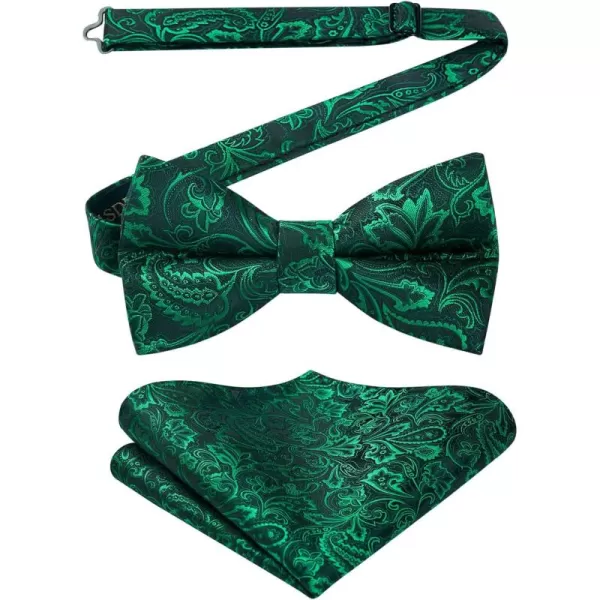 HISDERN Bow Ties for Men Paisley Floral Pre-tied Bowtie Pocket Square Set Men's Formal Bow Ties Wedding Party…