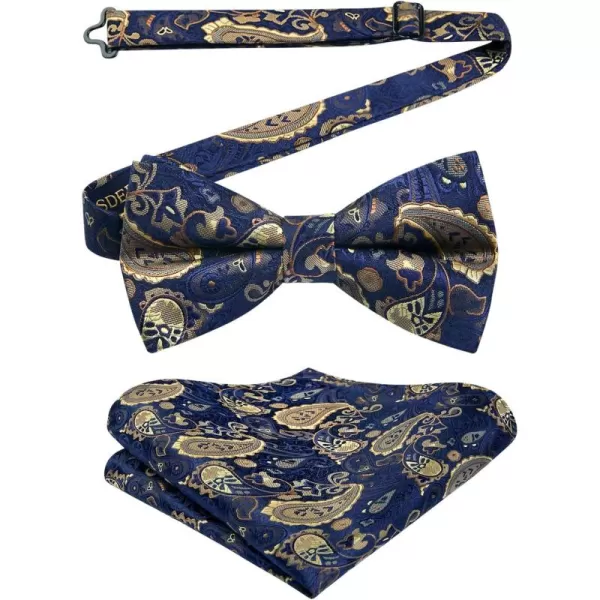 HISDERN Bow Ties for Men Paisley Floral Pre-tied Bowtie Pocket Square Set Men's Formal Bow Ties Wedding Party…