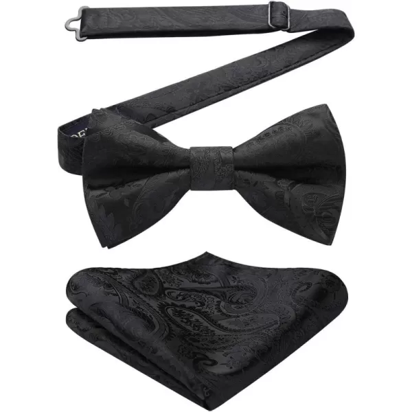 HISDERN Bow Ties for Men Paisley Floral Pre-tied Bowtie Pocket Square Set Men's Formal Bow Ties Wedding Party…