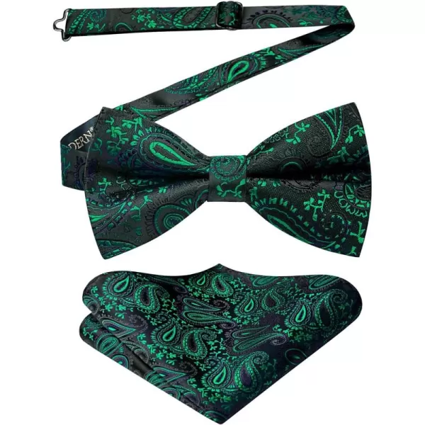 HISDERN Bow Ties for Men Paisley Floral Pre-tied Bowtie Pocket Square Set Men's Formal Bow Ties Wedding Party…