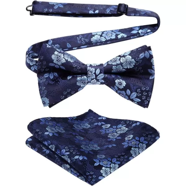 HISDERN Bow Ties for Men Paisley Floral Pre-tied Bowtie Pocket Square Set Men's Formal Bow Ties Wedding Party…