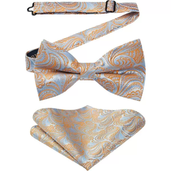 HISDERN Bow Ties for Men Paisley Floral Pre-tied Bowtie Pocket Square Set Men's Formal Bow Ties Wedding Party…