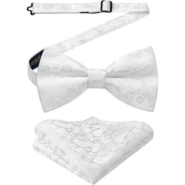HISDERN Bow Ties for Men Paisley Floral Pre-tied Bowtie Pocket Square Set Men's Formal Bow Ties Wedding Party…