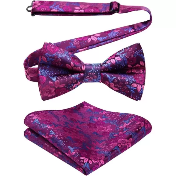 HISDERN Bow Ties for Men Paisley Floral Pre-tied Bowtie Pocket Square Set Men's Formal Bow Ties Wedding Party…