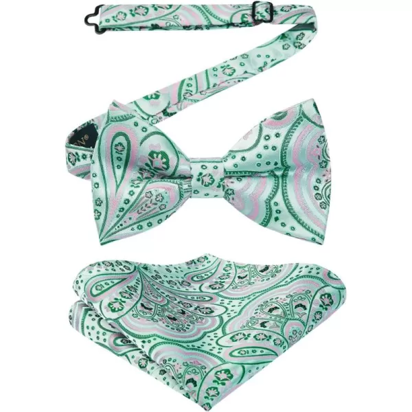HISDERN Bow Ties for Men Paisley Floral Pre-tied Bowtie Pocket Square Set Men's Formal Bow Ties Wedding Party…